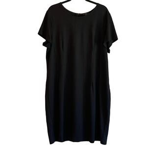 Drew Women's Black Sheath Dress Short Sleeve Midi Length